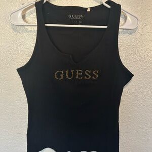 GUESS Black and Gold Embellished Tank Top
